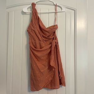 Hello Molly One Shoulder Burnt Orange Mini Dress